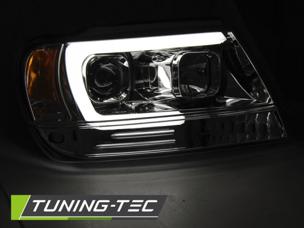 LED Tagfahrlicht Design Scheinwerfer für Jeep Grand Cherokee 99-05 chrom LTI